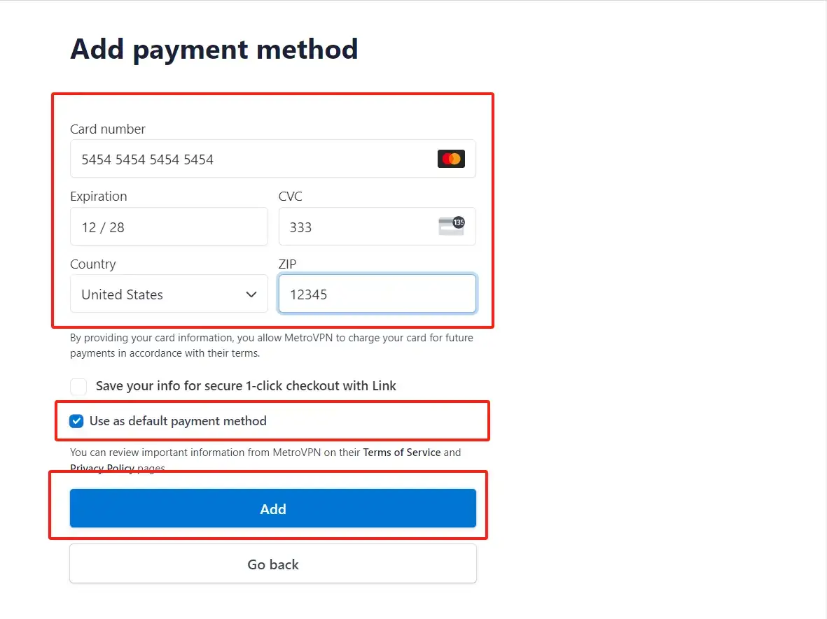 Go to the payment page.